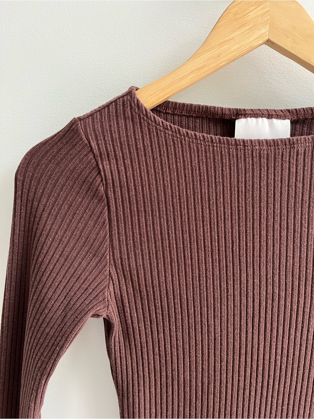 Reformation Miller Bell Sleeve Ribbed Knit Top Cafe Brown XS - Picture 4 of 6